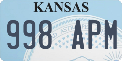 KS license plate 998APM