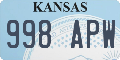 KS license plate 998APW
