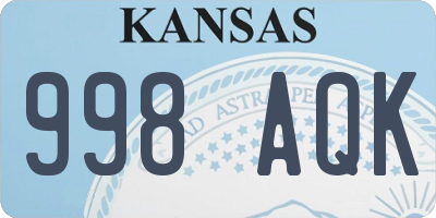 KS license plate 998AQK