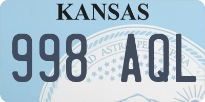 KS license plate 998AQL