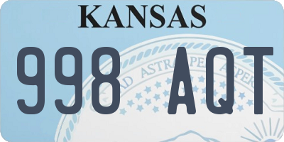 KS license plate 998AQT