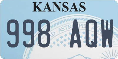 KS license plate 998AQW