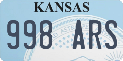 KS license plate 998ARS