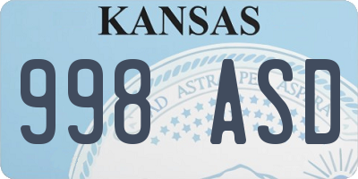 KS license plate 998ASD