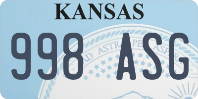 KS license plate 998ASG