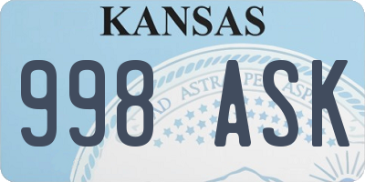 KS license plate 998ASK