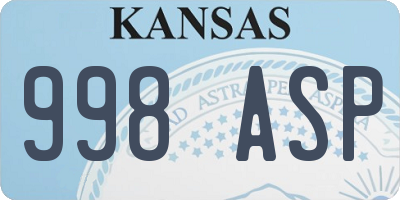 KS license plate 998ASP