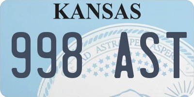 KS license plate 998AST