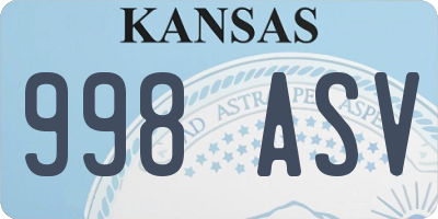 KS license plate 998ASV