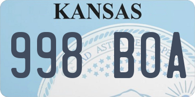 KS license plate 998BOA