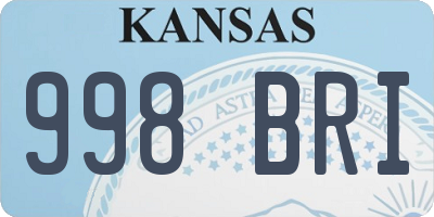KS license plate 998BRI