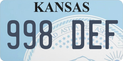 KS license plate 998DEF