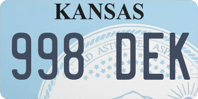 KS license plate 998DEK