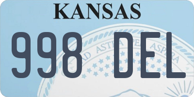 KS license plate 998DEL