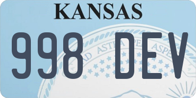 KS license plate 998DEV
