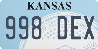 KS license plate 998DEX