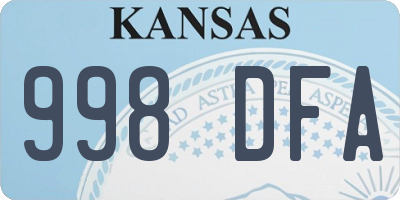 KS license plate 998DFA