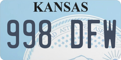 KS license plate 998DFW