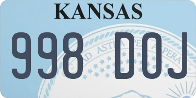 KS license plate 998DOJ