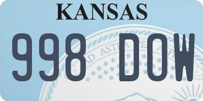 KS license plate 998DOW