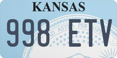 KS license plate 998ETV