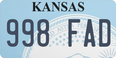 KS license plate 998FAD