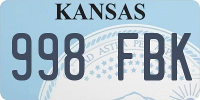 KS license plate 998FBK