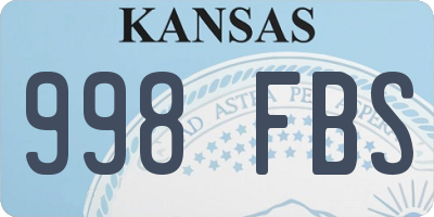 KS license plate 998FBS