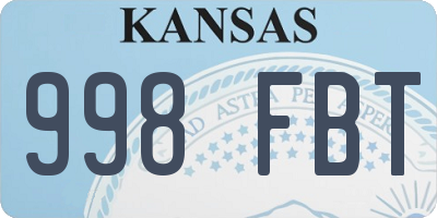KS license plate 998FBT