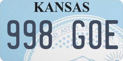 KS license plate 998GOE