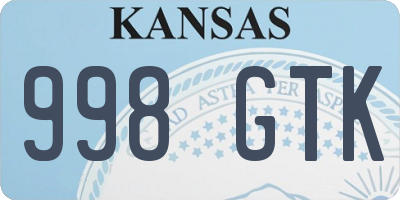 KS license plate 998GTK