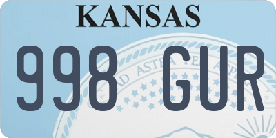 KS license plate 998GUR