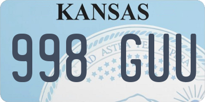 KS license plate 998GUU