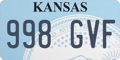KS license plate 998GVF