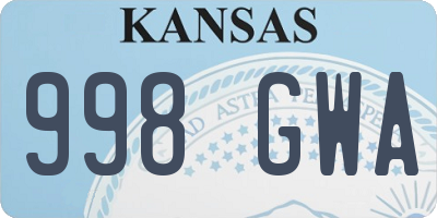 KS license plate 998GWA