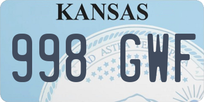 KS license plate 998GWF