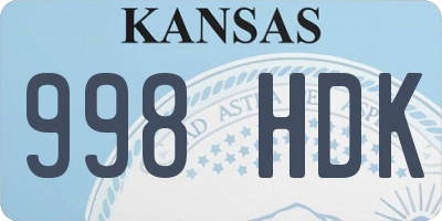 KS license plate 998HDK