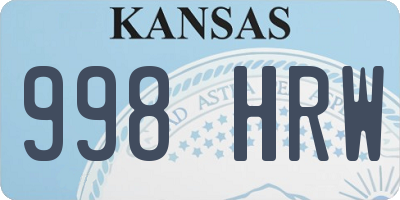 KS license plate 998HRW