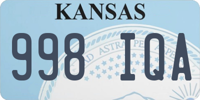 KS license plate 998IQA