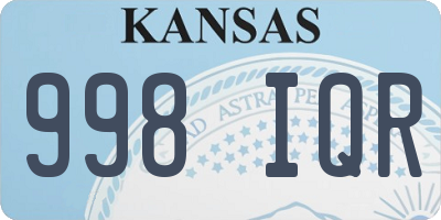 KS license plate 998IQR