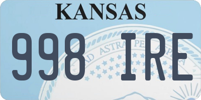 KS license plate 998IRE
