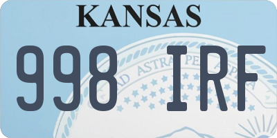 KS license plate 998IRF