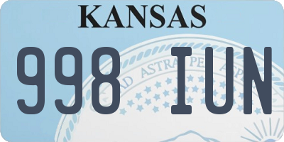 KS license plate 998IUN