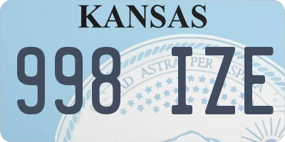 KS license plate 998IZE
