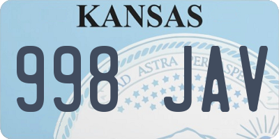 KS license plate 998JAV