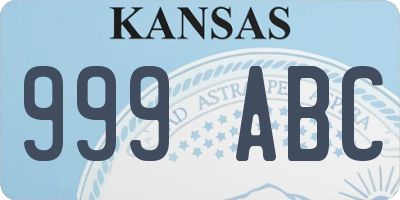 KS license plate 999ABC