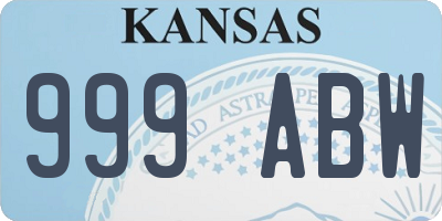 KS license plate 999ABW