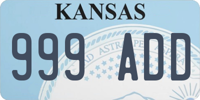 KS license plate 999ADD