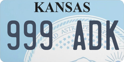 KS license plate 999ADK