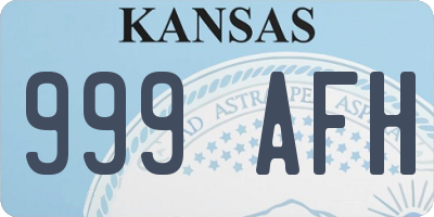 KS license plate 999AFH